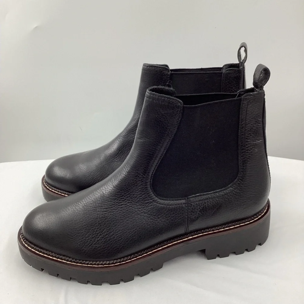 Caslon Miller Chelsea Water Resistant Black Leather Ankle Boots